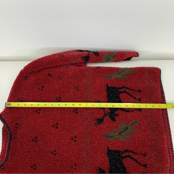 Alps Finest Quality Apparel Moose Print Winter Teddy Red Sweatshirt Size Large - Picture 15 of 16